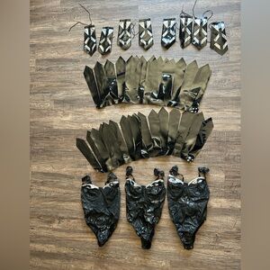 Black PVC Costume Corset Accessories Set black faux-latex bodysuit Large
